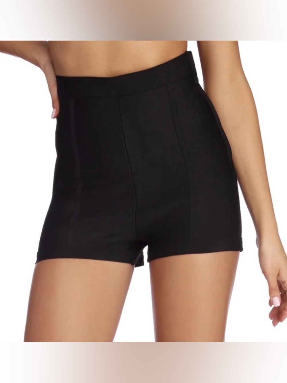 Windsor High-Waist Black Women's Tap Shorts M Stretch Hot Pants